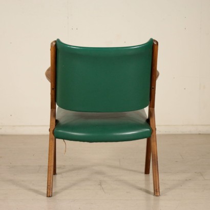 Chair Stained Beech Skai Vintage Italy 1950s