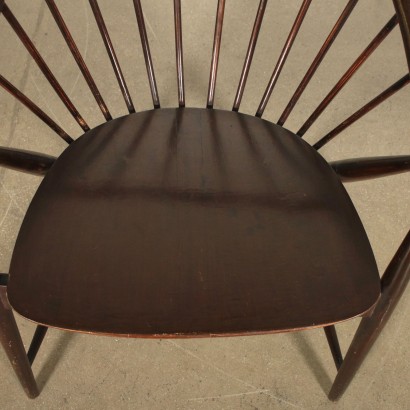 Pair of Armchairs Wood Stained Ebony Vintage Italy 1960s