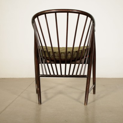 Pair of Armchairs Wood Stained Ebony Vintage Italy 1960s