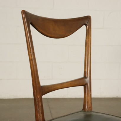 Sechs Stühle Kunstleder Buchenholz Vintage Italien 40er Jahre