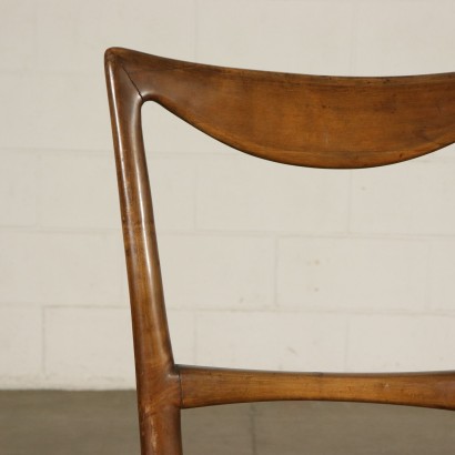 Suite de six Chaises Hêtre Ressorts Cuir synthétique Italie Années 40