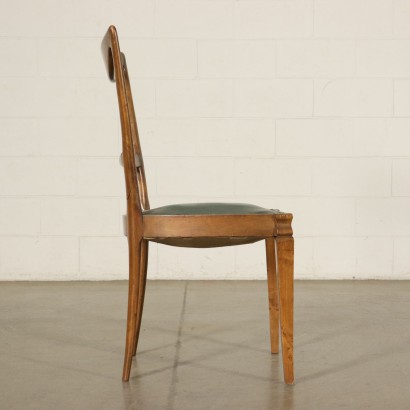 Sechs Stühle Kunstleder Buchenholz Vintage Italien 40er Jahre