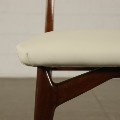 Sechs Stühle Kunstleder Mahogani Vintage Italien 50er-60er Jahre