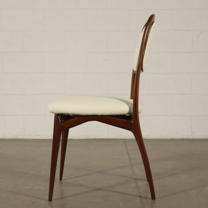 Set of Chairs Mahogany Leatherette Vintage Italy 1950s-1960s