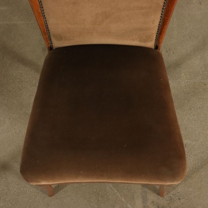 Suite de six Chaises Hêtre teint Mousse Velours Italie Années 50