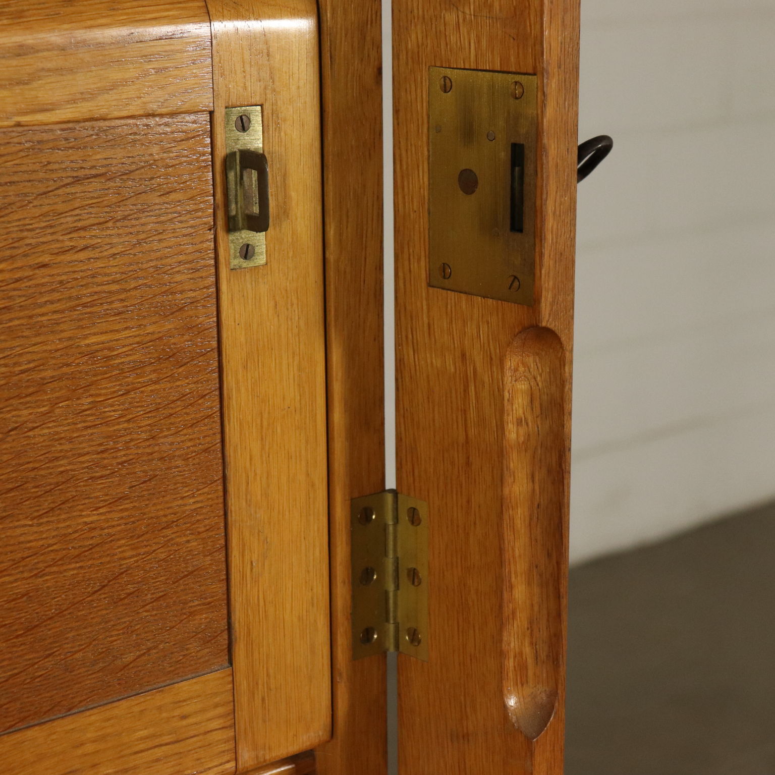 Cabinet With Retractable Doors Oak Veneer Vintage Italy 1940s