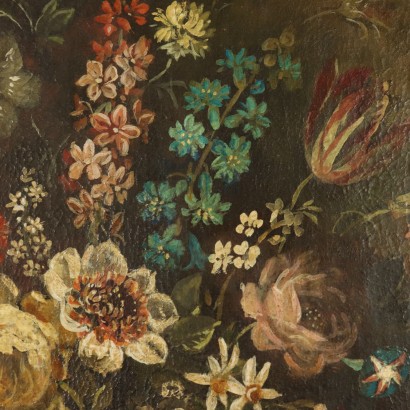 Still Life with Flowers and Parrot Painting Mid 20th Century