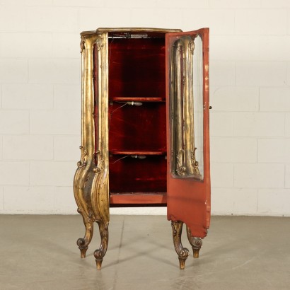 Revival Carved Gilded Glass Cabinet Italy 20th Century