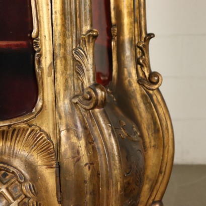 Revival Carved Gilded Glass Cabinet Italy 20th Century