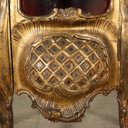 Revival Carved Gilded Glass Cabinet Italy 20th Century