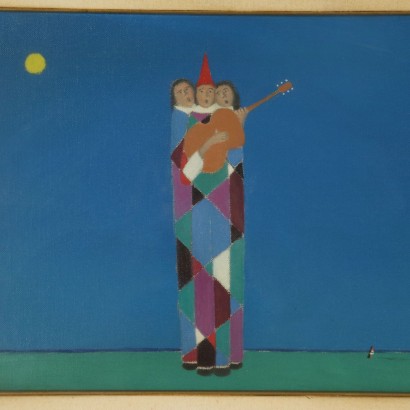 Oeuvre de Walter Pozzi Huile sur Toile Italie '900