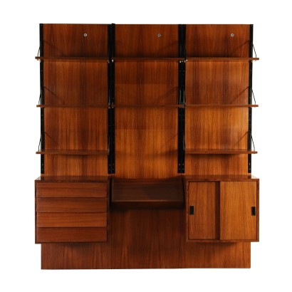 Wall Bookcase Rosewood Veneer Vintage Italy 1960s