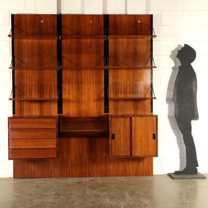 Wall Bookcase Rosewood Veneer Vintage Italy 1960s