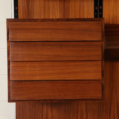 Wall Bookcase Rosewood Veneer Vintage Italy 1960s