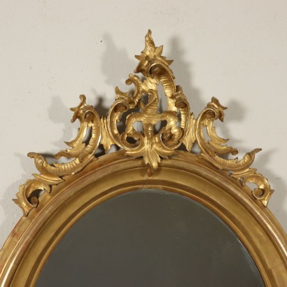 Large Elliptical Gilded Mirror Italy Mid 1900s