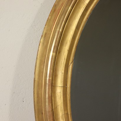 Large Elliptical Gilded Mirror Italy Mid 1900s