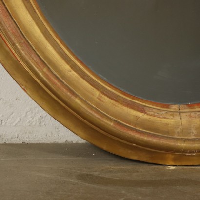 Large Elliptical Gilded Mirror Italy Mid 1900s