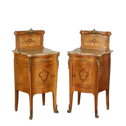 Pair of Nightstands with Inlays Italy 20th Century