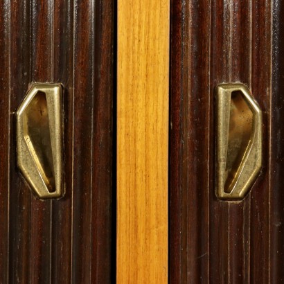 Cabinet Rosewood Veneer Ebonised Doors Vintage Italy 1950s