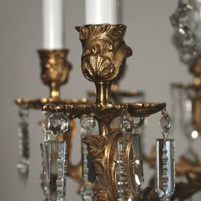 Chandelier with Crystal Drops Italy 20th Century