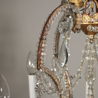 Chandelier Gilded Wood Glass Italy 20th Century