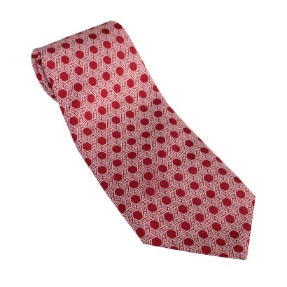 Cravatta Vintage Rossa e Bianca Hermés