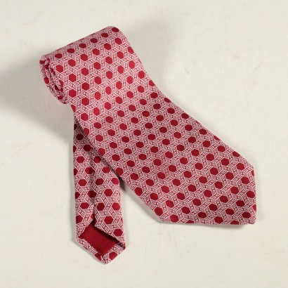 Cravatta Vintage rossa e bianca Hermés