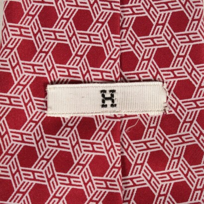 Cravatta Vintage rossa e bianca Hermés-particolare