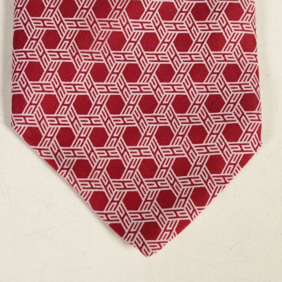 Cravatta Vintage rossa e bianca Hermés-particolare
