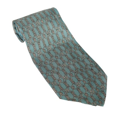 Cravatta Vintage Azzurra con Motivi a Nodi Hermès