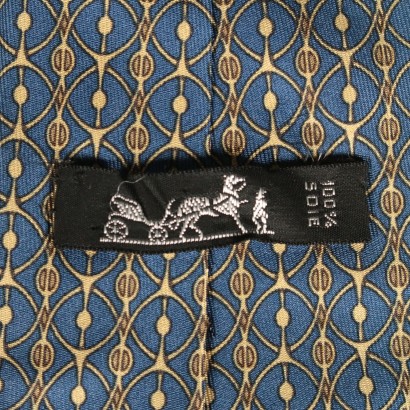 Cravatta Vintage blu e gialla Hermès-particolare