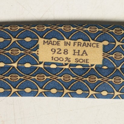 Cravatta Vintage blu e gialla Hermès-particolare