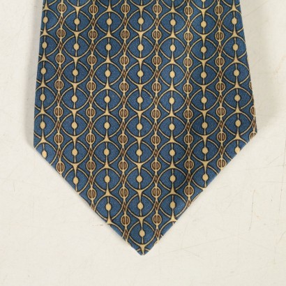 Cravatta Vintage blu e gialla Hermès-particolare