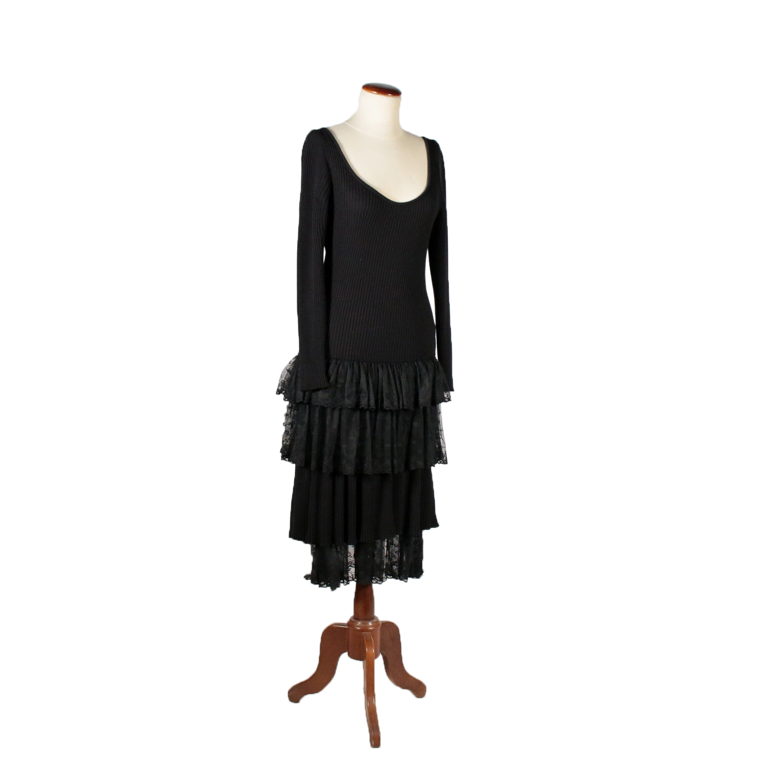 Vintage Moschino Black Dress Wool Milan Italy 1990s Clothing House Linens Vintage dimanoinmano