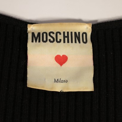 Vintage Moschino Black Dress Wool Milan Italy 1990s