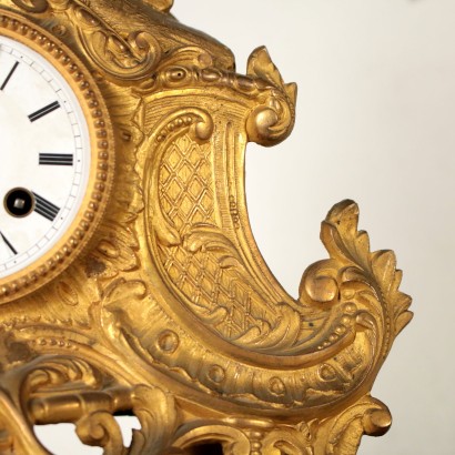 Horloge de Table Antimoine dorée Métal émaillé France Fin '800