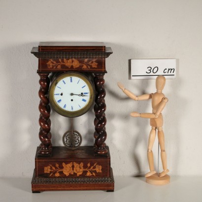 Antique Portico Clock Rosewood Slabs 19th Century