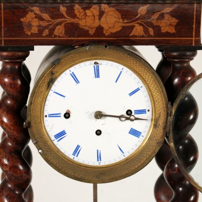 Antique Portico Clock Rosewood Slabs 19th Century