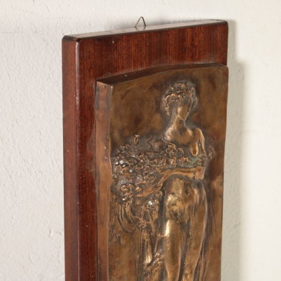 Plaque Leonardo Bistolfi Bronze Bois Italie Premier '900