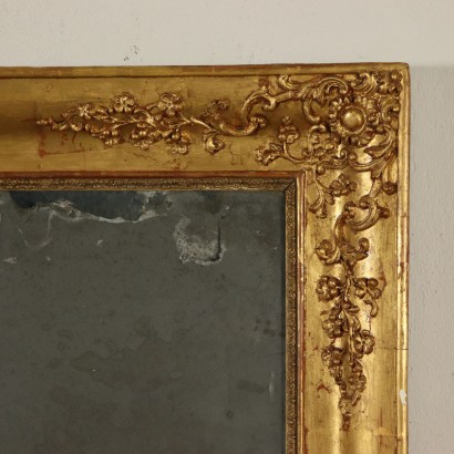 Grand Miroir Bois doré Fabriqué en Italie Moitié '800