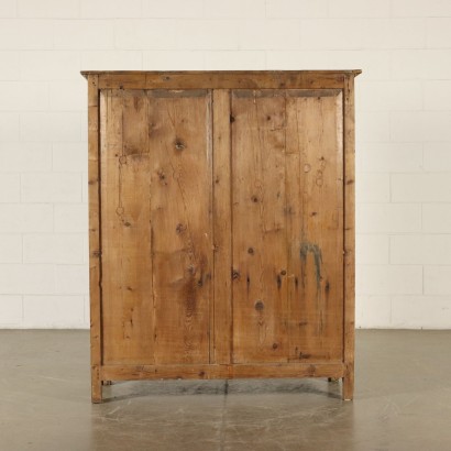 Rustic Cupboard Two Doors Glass Fir Italy 19th Century