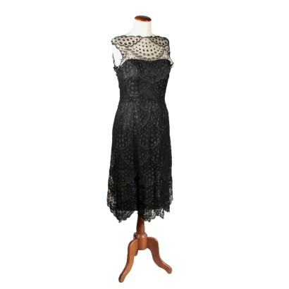 Vintage Curiel Dress Lace Milan UK Size 10 Italy 1950s Small Signs