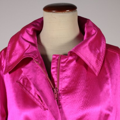 Vintage Enrico Coveri Pink Raincoat Cotton Silk Italy 1980s