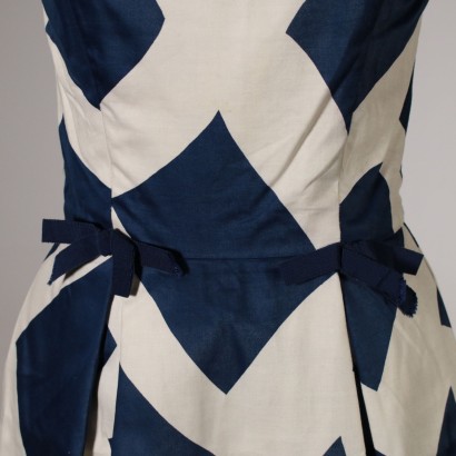 Kleid Vintage Blau und Weiß - detail