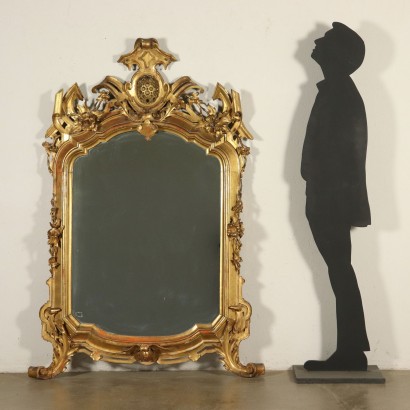 Shaped Carved Gilded Mirror Italy Mid 19th Century