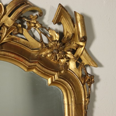 Shaped Carved Gilded Mirror Italy Mid 19th Century