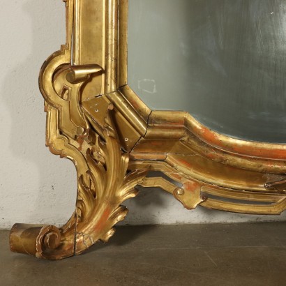 Shaped Carved Gilded Mirror Italy Mid 19th Century