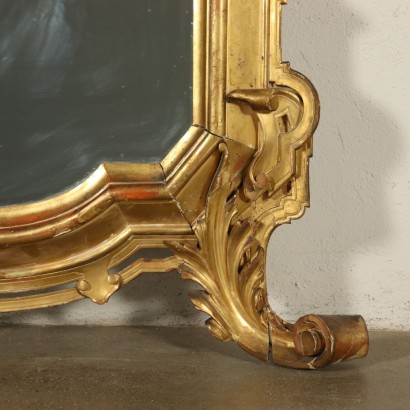 Shaped Carved Gilded Mirror Italy Mid 19th Century