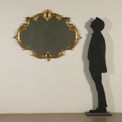 Miroir Bois sculpté doré Fabriqué en Italie '900