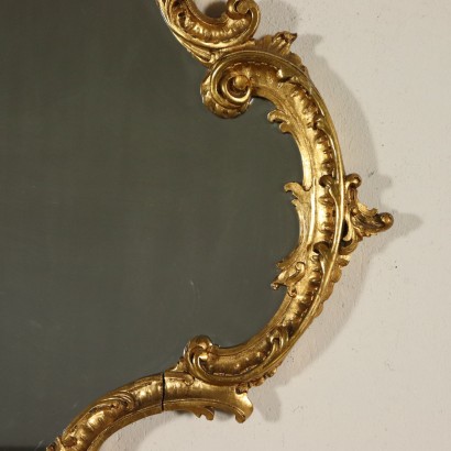 Miroir Bois sculpté doré Fabriqué en Italie '900